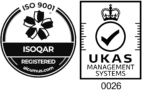 ISOQAR and UKAS logos in black