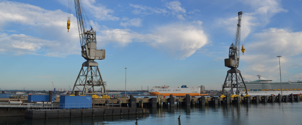 two cranes with blue sky