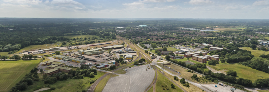 an aerial view across the solent gateway port