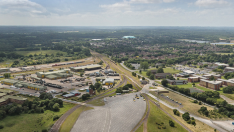 an aerial view across the solent gateway port