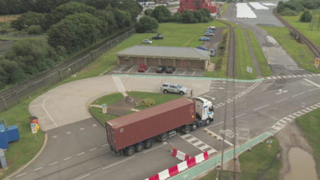 an aerial view across the solent gateway port's exit