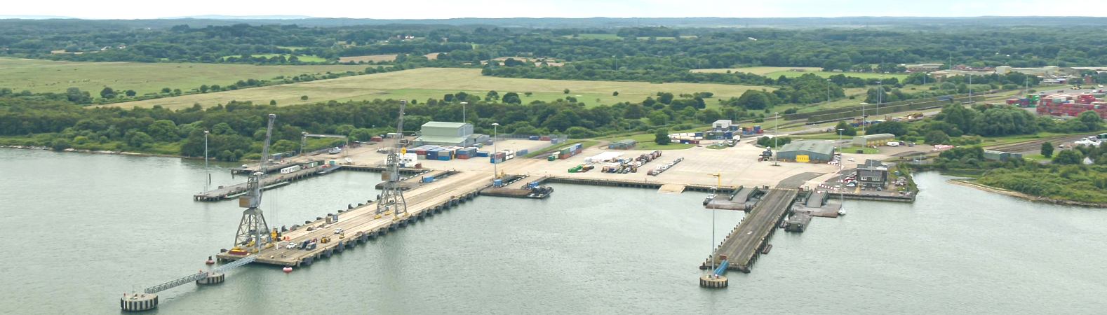 a drone shot of the solent gateway facilities